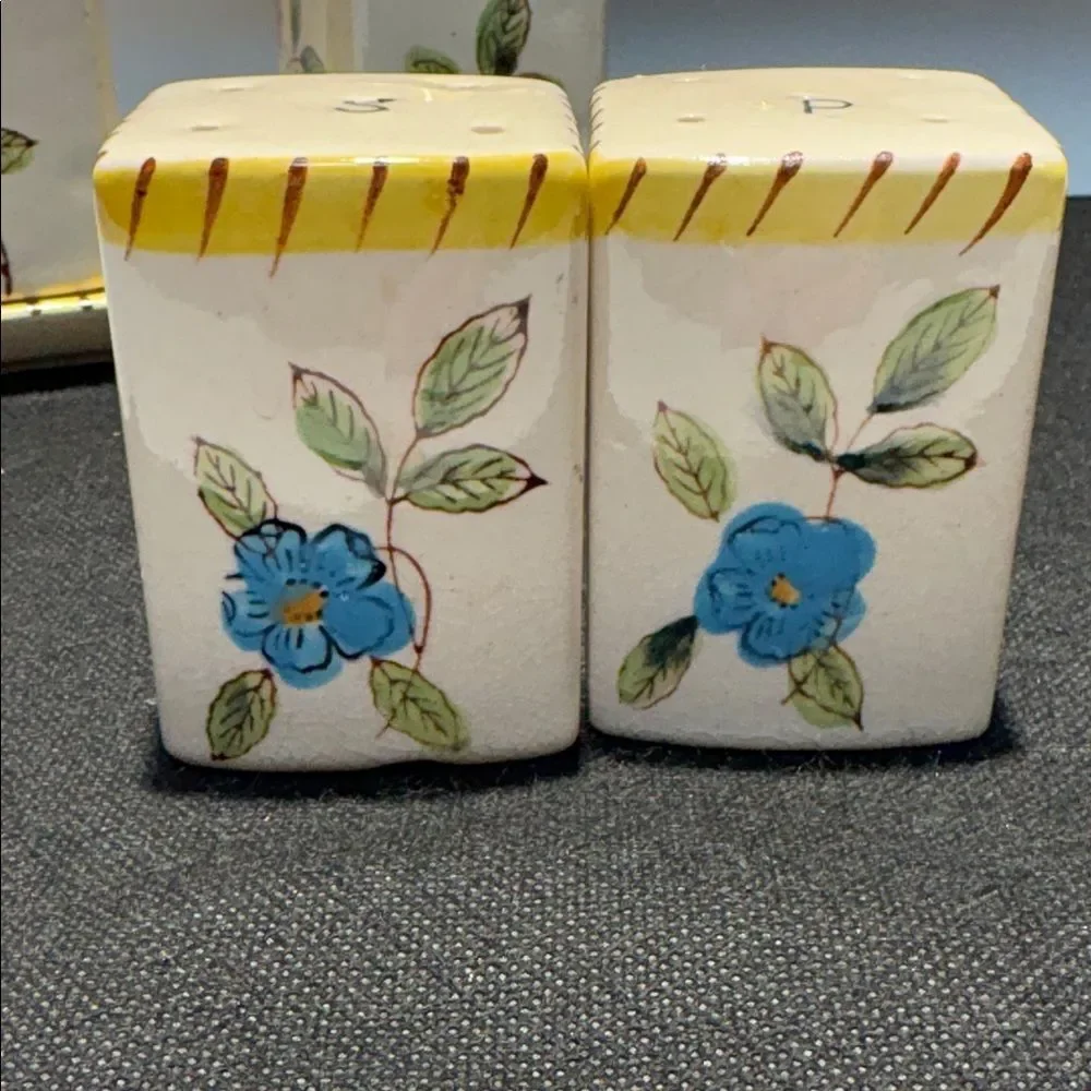 Hand-Painted Floral Ceramic breakfast Set in Yellow Accent